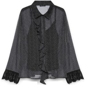 Fiorella Rubino, Dames, Blouses & Shirts, Zwart, Maat: 4XL Poliester,