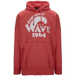 Dsquared2, Heren, Sweatshirts & Hoodies, Rood, Maat: L Katoen,