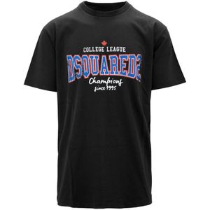 Dsquared2, Heren, Tops, Zwart, Maat: S Katoen,