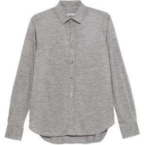 Canali, Heren, Overhemden, Grijs, Maat: XL Wol,