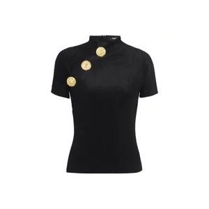 Balmain Fluweel jersey top , Black , Dames , Maat: XS