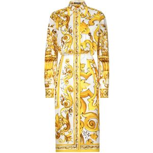 Dolce & Gabbana, Dames, Jurken, Geel, Maat: XS Katoen,