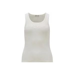 Moncler Logo Top in Canalé Stijl , White , Dames , Maat: L