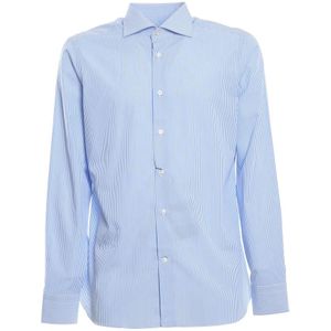 Borriello Napoli, Heren, Overhemden, Blauw, Maat: S Katoen,