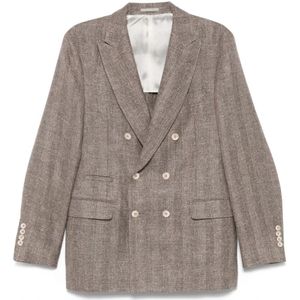 Brunello Cucinelli, Heren, Jassen, Beige, Maat: 2XL Linnen,