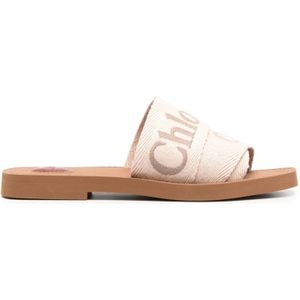 Chloé, Dames, Schoenen, Roze, Maat: 35 EU Linnen,