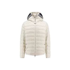 Moncler Gewatteerde jas met logo capuchon , White , Heren , Maat: L
