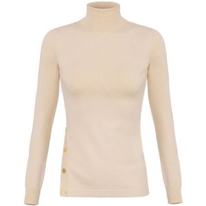 Elisabetta Franchi, Dames, Truien, Beige, Maat: M Viscose,