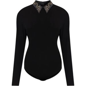 Versace, Dames, Tops, Zwart, Maat: XS Leer,