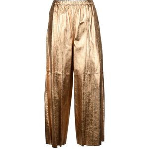 Alysi, Dames, Broeken, Bruin, Maat: 2XS Leer,