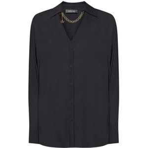 Elena Mirò, Dames, Blouses & Shirts, Zwart, Maat: M