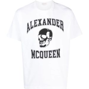 Alexander Mc Queen - T-shirt - Wit - Katoen - Grafische Print met Logo