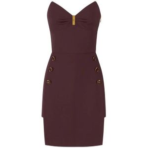 Elisabetta Franchi, Dames, Jurken, Bruin, Maat: XS Poliester,