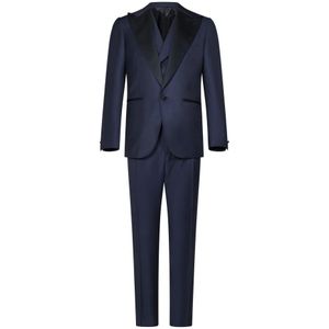 Franzese Collection, Heren, Pakken, Blauw, Maat: M Wol,