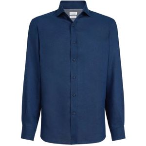Brunello Cucinelli, Heren, Overhemden, Blauw, Maat: 2XL