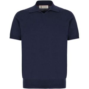 Brunello Cucinelli, Heren, Tops, Blauw, Maat: XL Katoen,