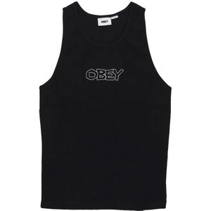 Obey, Heren, Tops, Zwart, Maat: L Katoen,