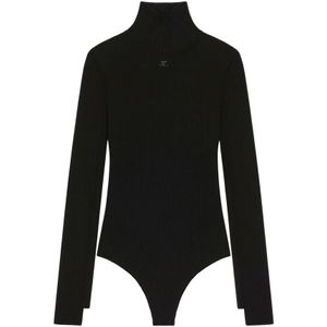 Courrèges, Dames, Tops, Zwart, Maat: L Viscose,