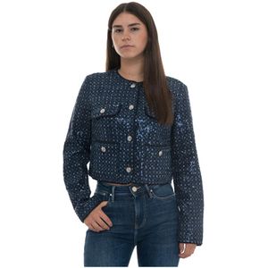 Guess, Dames, Jassen, Blauw, Maat: XS Denim,
