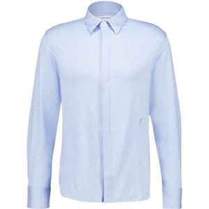 Ferragamo, Heren, Overhemden, Blauw, Maat: S Jersey,