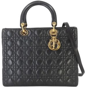 Dior Vintage, Dames, Pre-owned, Zwart, Maat: ONE Size Leer,
