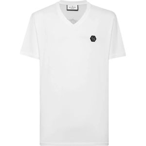 Philipp Plein, Heren, Tops, Wit, Maat: L Katoen,