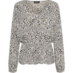 Soaked in Luxury - Trekkoord Blouse - Zwart Wit Ditsy Print - Dames