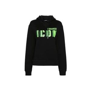 Dsquared2 Icon Blur Cool Fit Hoodie , Black , Dames , Maat: XS