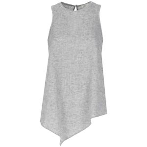 Peserico, Dames, Tops, Grijs, Maat: S Linnen,