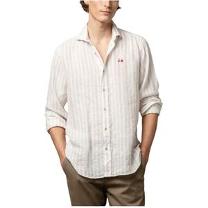 Scotta, Heren, Overhemden, Beige, Maat: S Linnen,