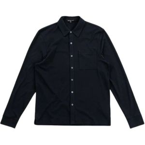 James Perse, Heren, Overhemden, Blauw, Maat: S Katoen,
