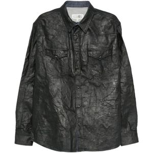 MM6 Maison Margiela, Heren, Overhemden, Blauw, Maat: M Katoen,