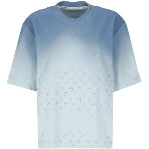 Marine Serre, Dames, Tops, Blauw, Maat: L Katoen,