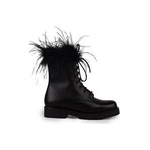 Twinset Veren Zwarte Veterschoenen van Leer , Black , Dames , Maat: 39 EU