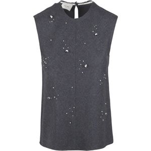 Alysi, Dames, Tops, Grijs, Maat: S Wol,