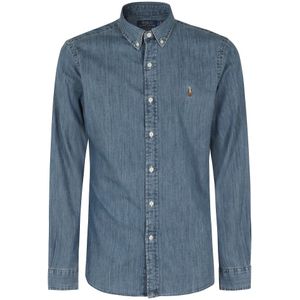 Polo Ralph Lauren, Heren, Overhemden, Blauw, Maat: XL Denim,