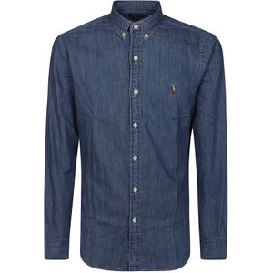 Polo Ralph Lauren, Heren, Overhemden, Blauw, Maat: L Denim,