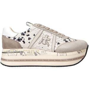 Premiata Animalier Beth Sneakers met Suède Details , Beige , Dames , Maat: 38 EU