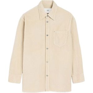 Ami Paris, Heren, Overhemden, Grijs, Maat: 2XS Corduroy,