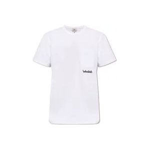 Woolrich T-shirt met logo , White , Heren , Maat: L