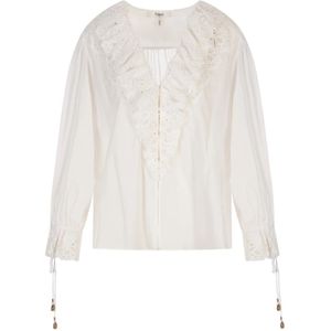 Chloé, Dames, Blouses & Shirts, Wit, Maat: XS Katoen,
