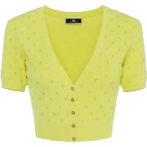 Elisabetta Franchi, Dames, Truien, Geel, Maat: S Viscose,
