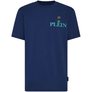 Philipp Plein, Heren, Tops, Blauw, Maat: 2XL Katoen,