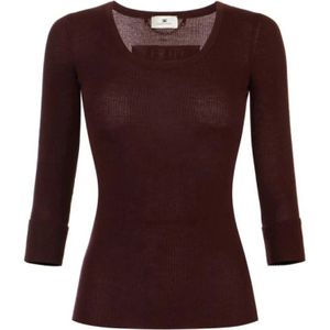 Elisabetta Franchi, Dames, Truien, Paars, Maat: L Wol,