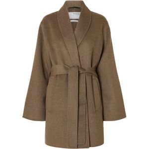 Selected Femme, Dames, Mantels, Bruin, Maat: S Wol,