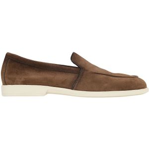 Santoni Bruine Malibu Leren Loafers , Brown , Heren , Maat: 44 EU