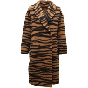 Max Mara, Dames, Mantels, Bruin, Maat: S Wol,