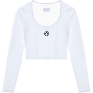 Marine Serre, Dames, Tops, Wit, Maat: S Katoen,