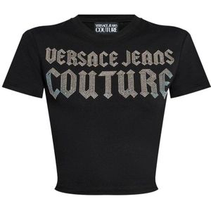 Versace Jeans Couture, Dames, Tops, Zwart, Maat: S Katoen,