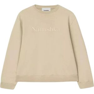 Nanushka, Dames, Sweatshirts & Hoodies, Beige, Maat: XS Katoen,